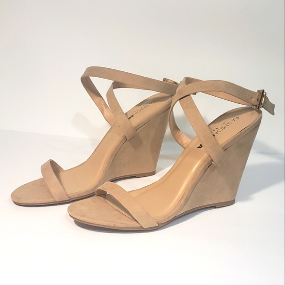 Suede Open Toe Ankle Strap Wedges - Picture 4 of 8